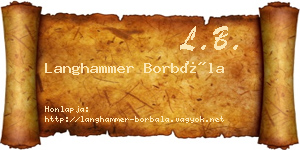 Langhammer Borbála névjegykártya